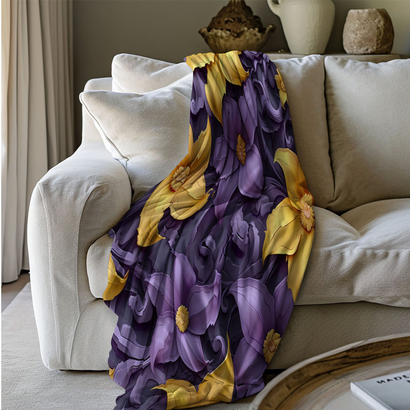 Iris Sunshine Blooms - jeté Sherpa Blan de qualité supérieure 1 pièce, L 50 po x L 60 po
