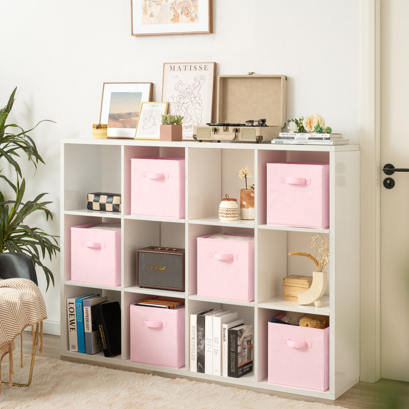 Ensemble de 6 cubes de rangement en tissu, H 11 po x l 11 po x P 11 po, Rose