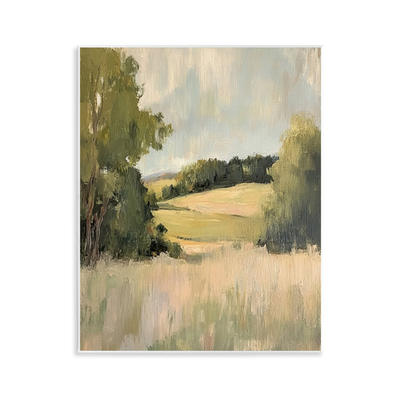 «Painterly Green Valley View», plaque murale par Petal Prints Design