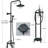 Freestanding Bathtub Faucet Floor Mount Tub Filler with Double Cross Knobs 360° Rotation Spout High Flow Floor Standing Bathtub Shower Bell Shape Shower Head with Handheld Spray-119418243
