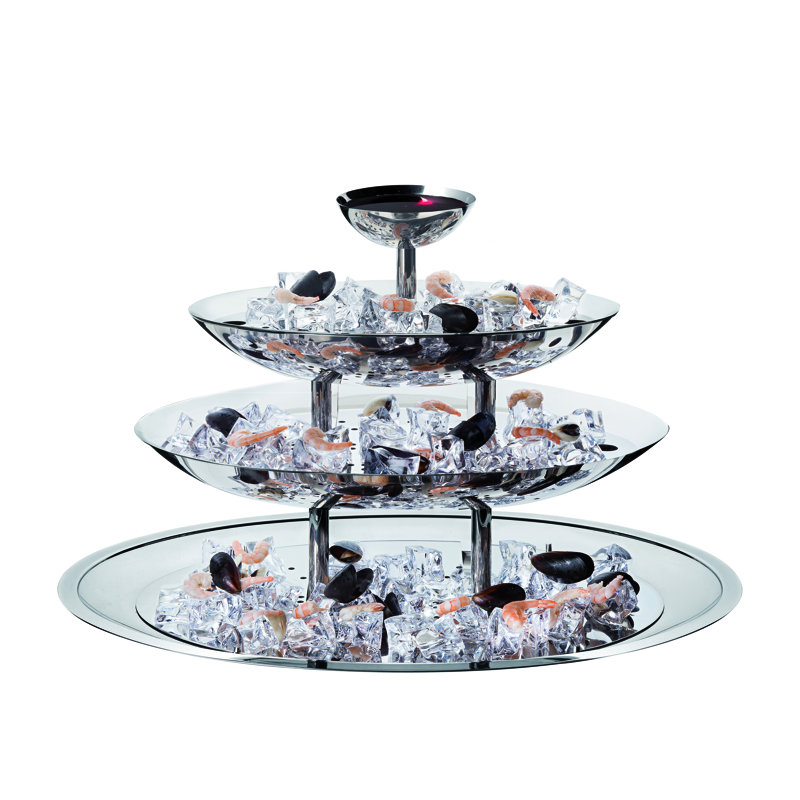 Support à fruits de mer ovale à 4 niveaux Plateau Royal - 6 pièces - Acier inoxydable