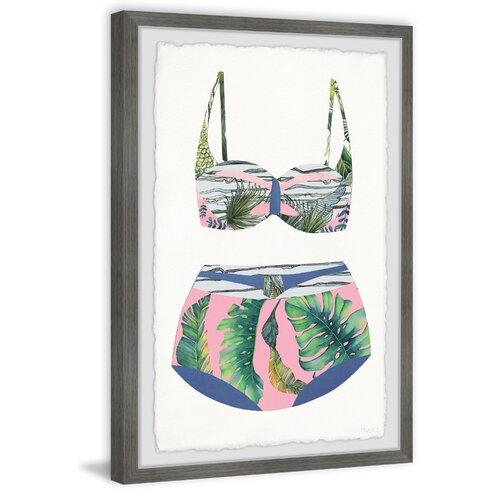 Bay Isle Home Pink And Palms Swimsuit Framed On Paper Print | Wayfair