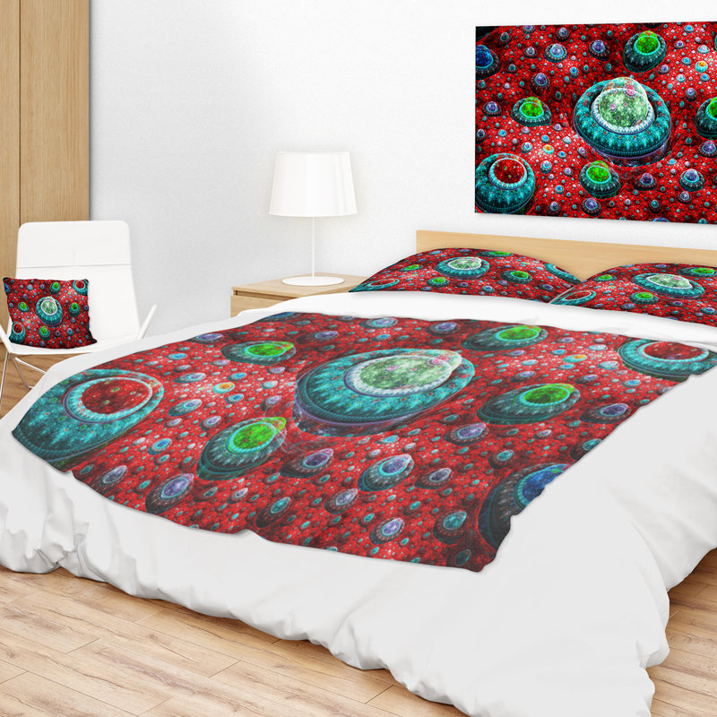 Couverture abstraite Fractal, L 59 po x L 71 po, Rouge