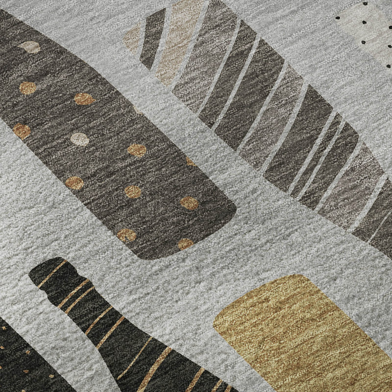 Addison Red and Gray Washable Synthetic Runner Rug