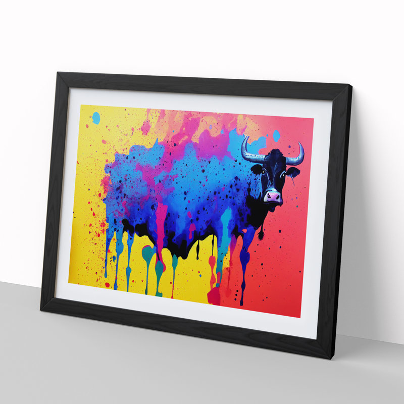 XH1022-2399X Cow Splash Vol.1 Abstract - Single Picture Frame Painting, 34cm H x 46cm W x 2cm D, Black