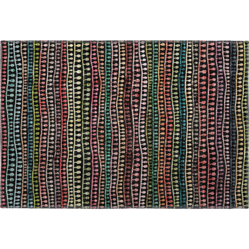 Premium Machine Washable Prisco Black Rug, Rectangle 1'8" x 2'6"