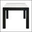 Table de salle à manger 1pc en faux marbre blanc avec placage en bois massif, hauteur standard, design contemporain, pieds à finition noire
