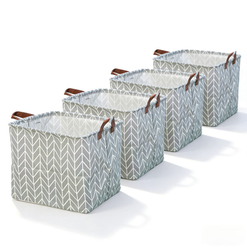4Pcs,Large Capacity Fabric Storage Basket For Laundry, Toys, And Home Organization - Foldable, Water-Resistant, And Durable Square Design