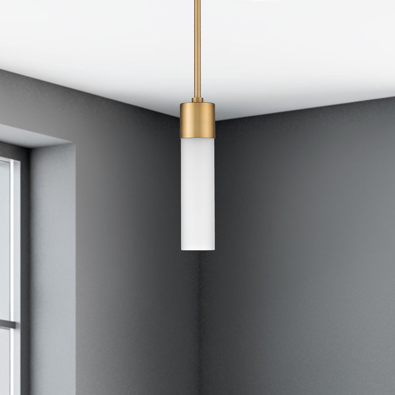 Luminaire suspendu cylindrique à 1 lumière Lamere, Or naturel
