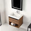 Meuble-lavabo flottant 24 po avec lumières DEL - Armoire murale en bois avec lavabo en acrylique, rangement à fermeture en douceur et lavabo intégré moderne-901959439