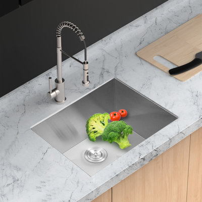 Laundry Sink 21 Inch - 21 X 18 X 12 Inch Undermount Laundry Utility Sink Deep Single Bowl 16 Gauge Stainless Steel Laundry Tub Sinks