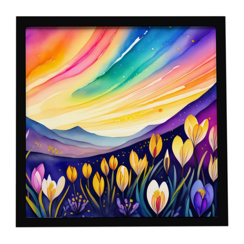 Crocus en couleur, impression sur métal encadrée