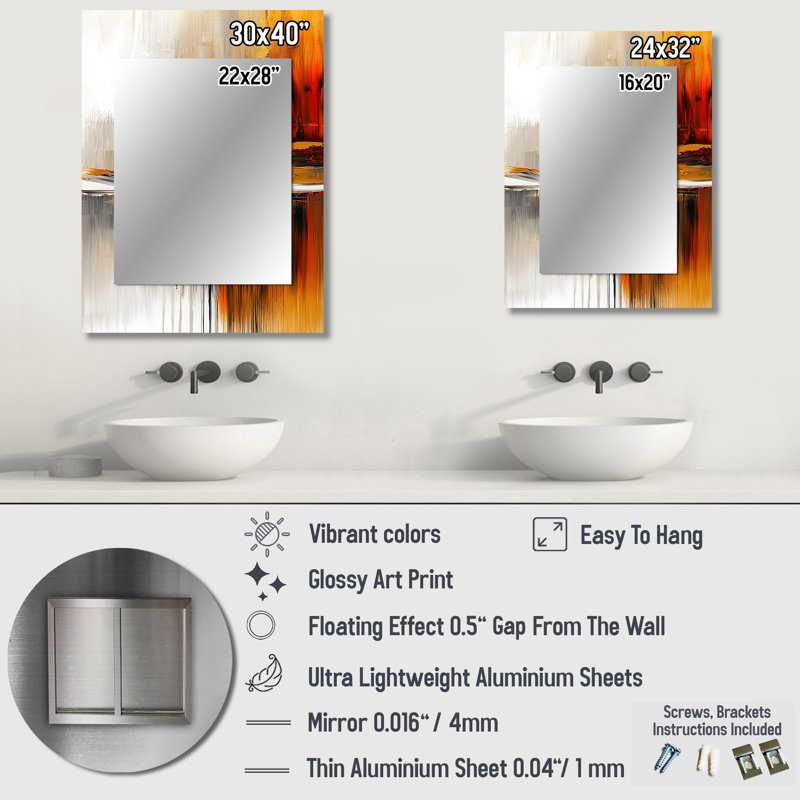 Abstract Autumn Forest In Ethereal Horizon I - Landscapes Wall Mirror, Modern Decorative Mirror, Printed Metal Art, 40" x 30"