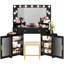 Dressing Table with Motion Sensor 3-colour lighting, Charging Socket, Storage Drawers and Stool-1586254830