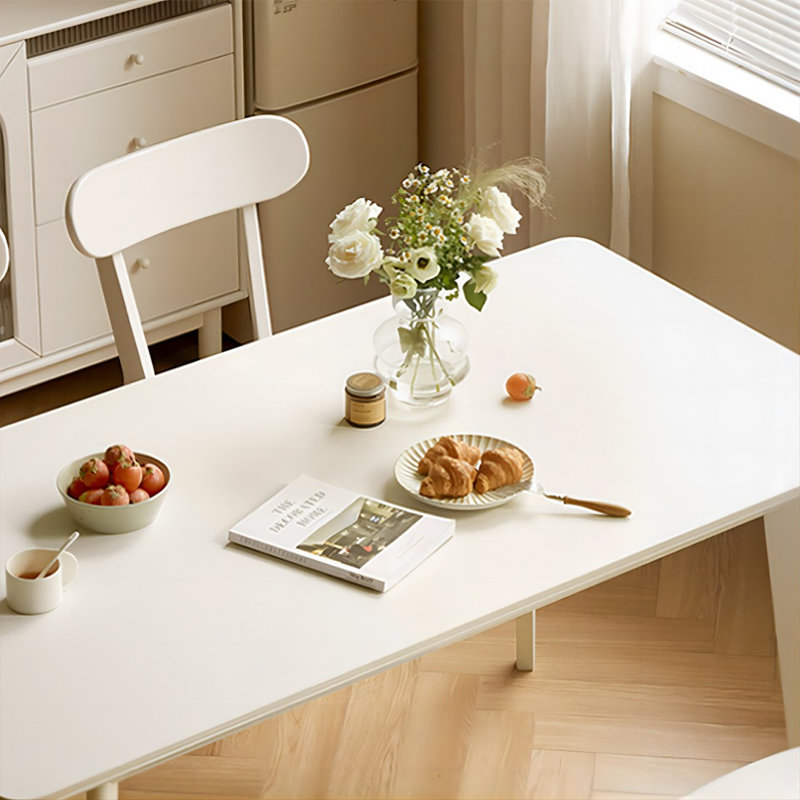 Pierre rectangulaire blanche avec table de salle à manger solide pour la salle à manger / cuisine