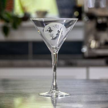 Golden Hill Studio 6.75 Black and White Checkered Chalk Martini Glass 