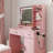 Lavin Makeup Vanity Set, Vanity Desk With Stool, LED Light Mirror And Charging Station-1827918451