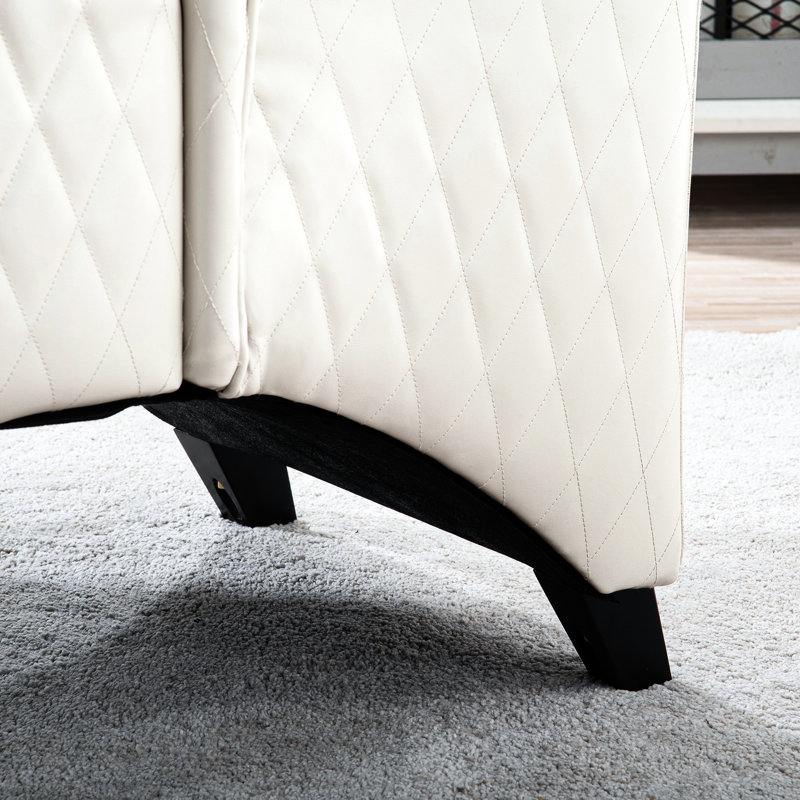 Chaise de salon blanche avec dossier à oreilles haut et siège à bande élastique, pour le confort de la chambre à coucher