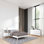 Ensemble de chambre à coucher 3 pièces Bekor, style Mid-Century moderne, finition blanche