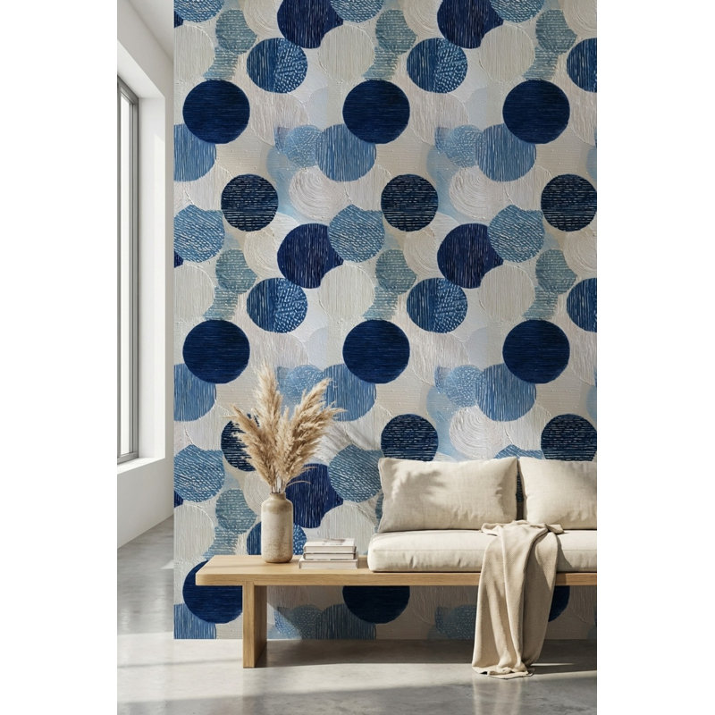 Papier peint géométrique, cercles abstraits, décoration murale, Non tissé, non collé