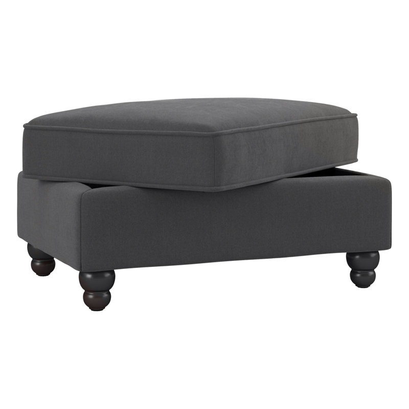 Atifah 34.5" Wide Rectangle Storage Ottoman, Charcoal Gray 