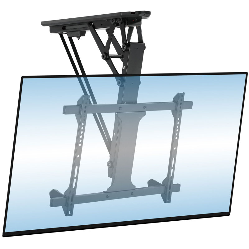 Motorized Black Steel Ceiling TV Mount for 32-70 Inch Screens