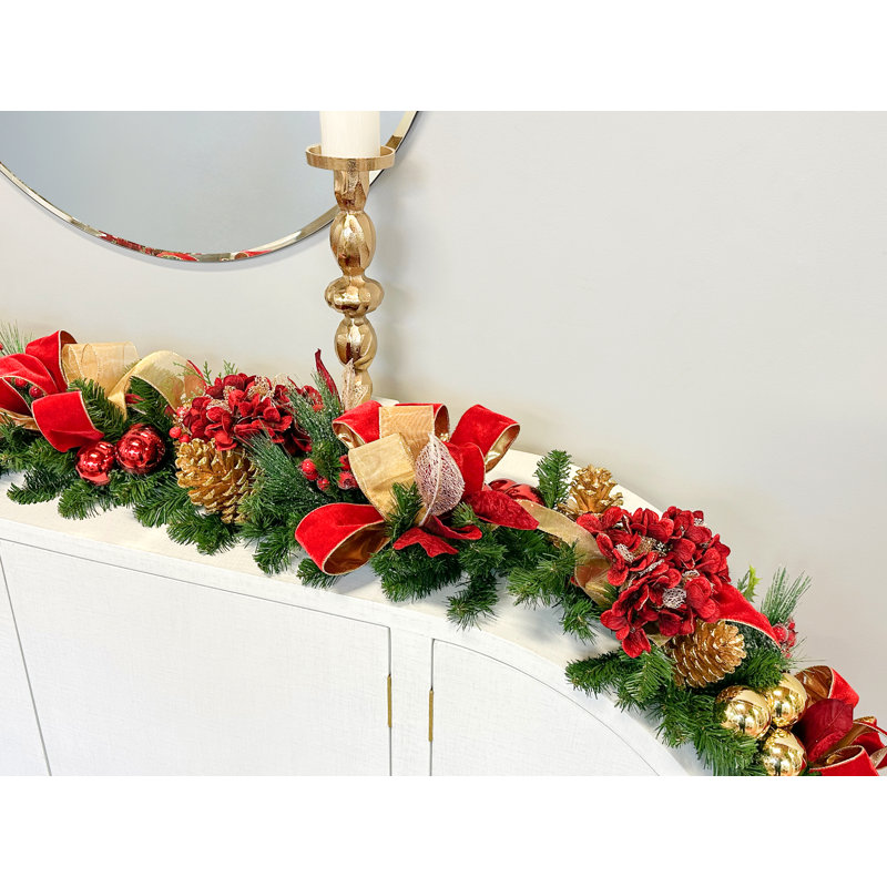 Red And Gold Magnolia Garland