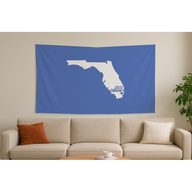 Douce demeure de Tallahassee — Silhouette de l'État de Floride — Tapisserie murale tissée de paysage, 50" H x 70" W