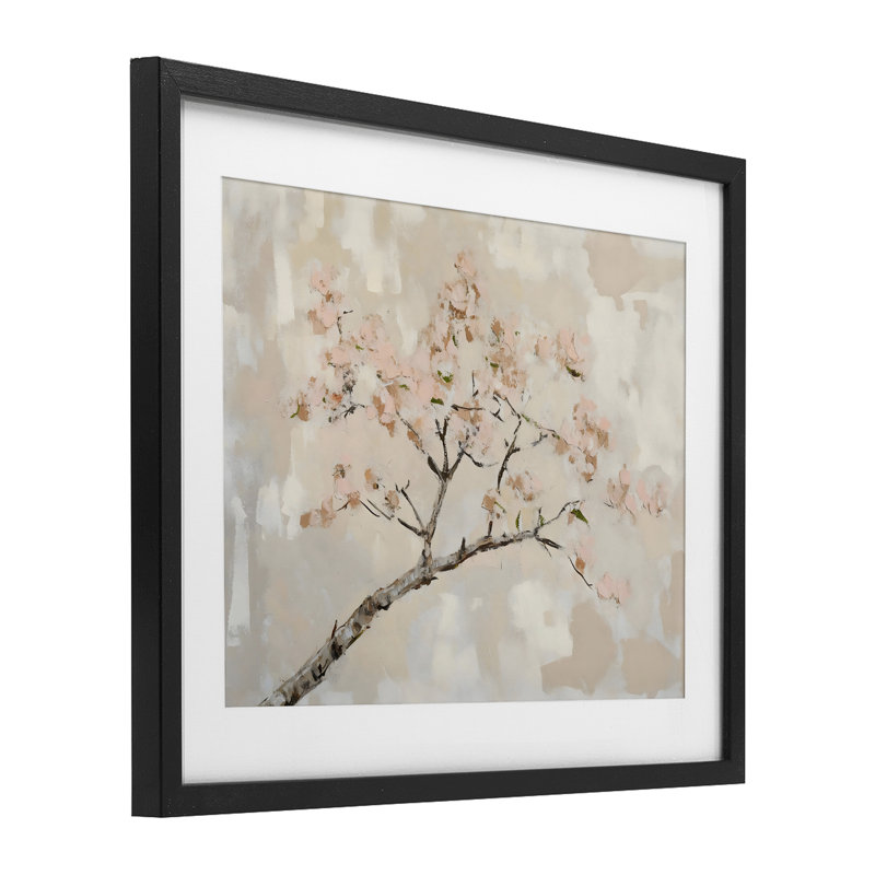 Impression encadrée sous verre Mute Cherry Blossoms Branch, par Franklyn Gregory, H 13 po x l 16 po, Cadre noir minuit