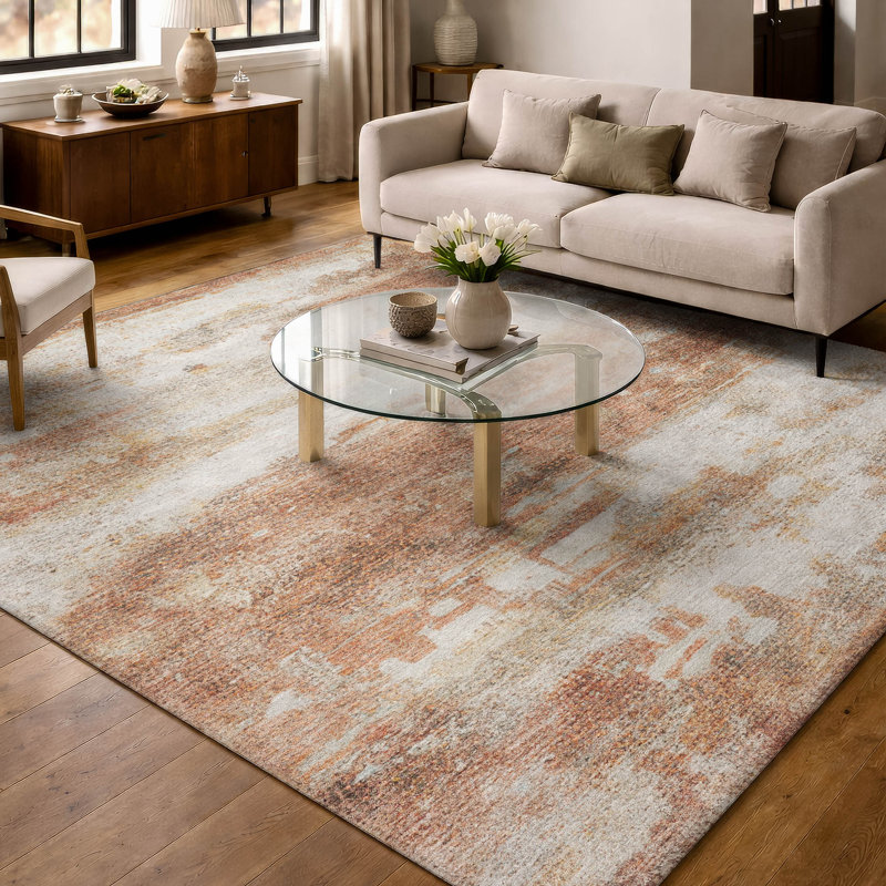 Tapis moderne lavable à la machine intérieur / extérieur ACN2873, Paprika, 3 pi x 5 pi