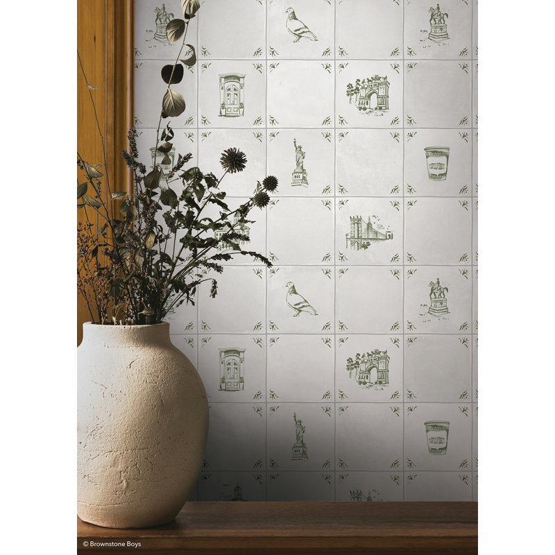 Papier peint auto-adhésif Brooklyn Delft Ivy, Vert