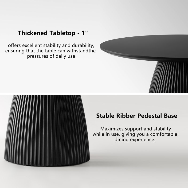 Advait Minimalist Round Pedestal Dining Table 