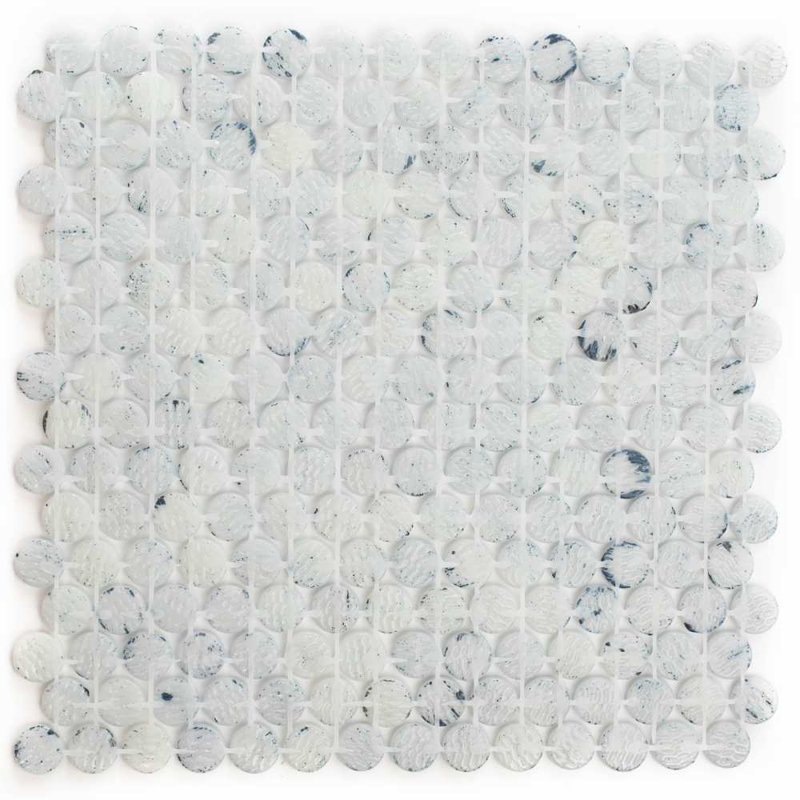 Eterna Penny 12"x12" Recycled Glass Mosaic Tile, Deep Blue