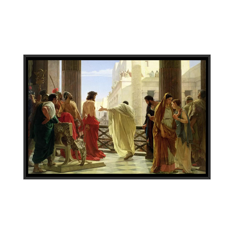 'Ecce Homo' by Antonio Ciseri Painting Print on Wrapped Canvas, 18" H x 26" W x 1.5" D, No Mat, Black Framed Canvas