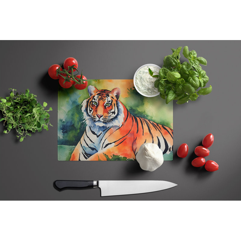 Bengal Tiger Glass Cutting Board Large