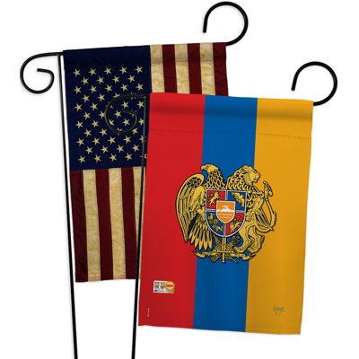 Ensemble 2 pièces de drapeaux décoratifs en polyester 2 faces 19 x 13 po pour le jardin armenia impressions