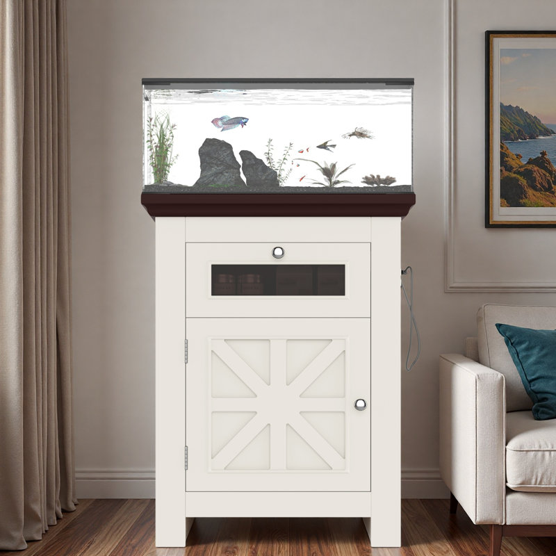 Support d'aquarium avec prises de courant, armoire de rangement et tiroir