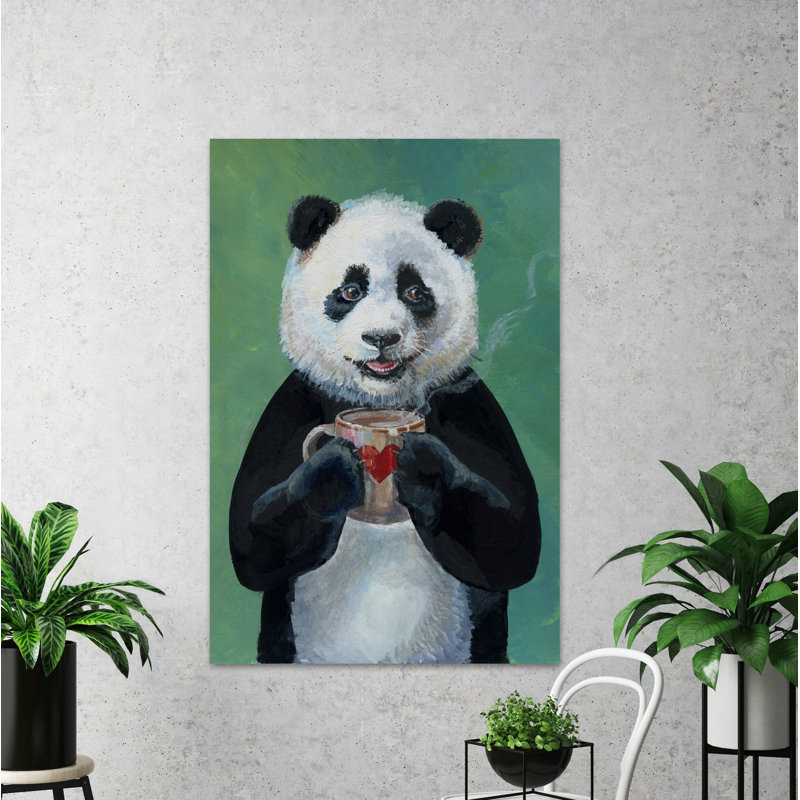 Panda Heart Mug - Wrapped Canvas Painting, 152 cm H x 101 cm W x 3.81 cm D