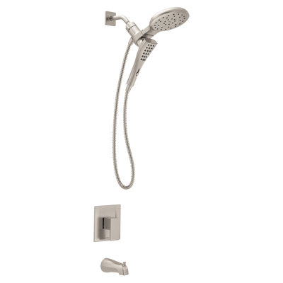 Moen Revyl Spot Resist Brushed Nickel Detachable Handshower and Rainfall Shower Head with Handle, Tub Spout, and Metal Hose, 82771SRN