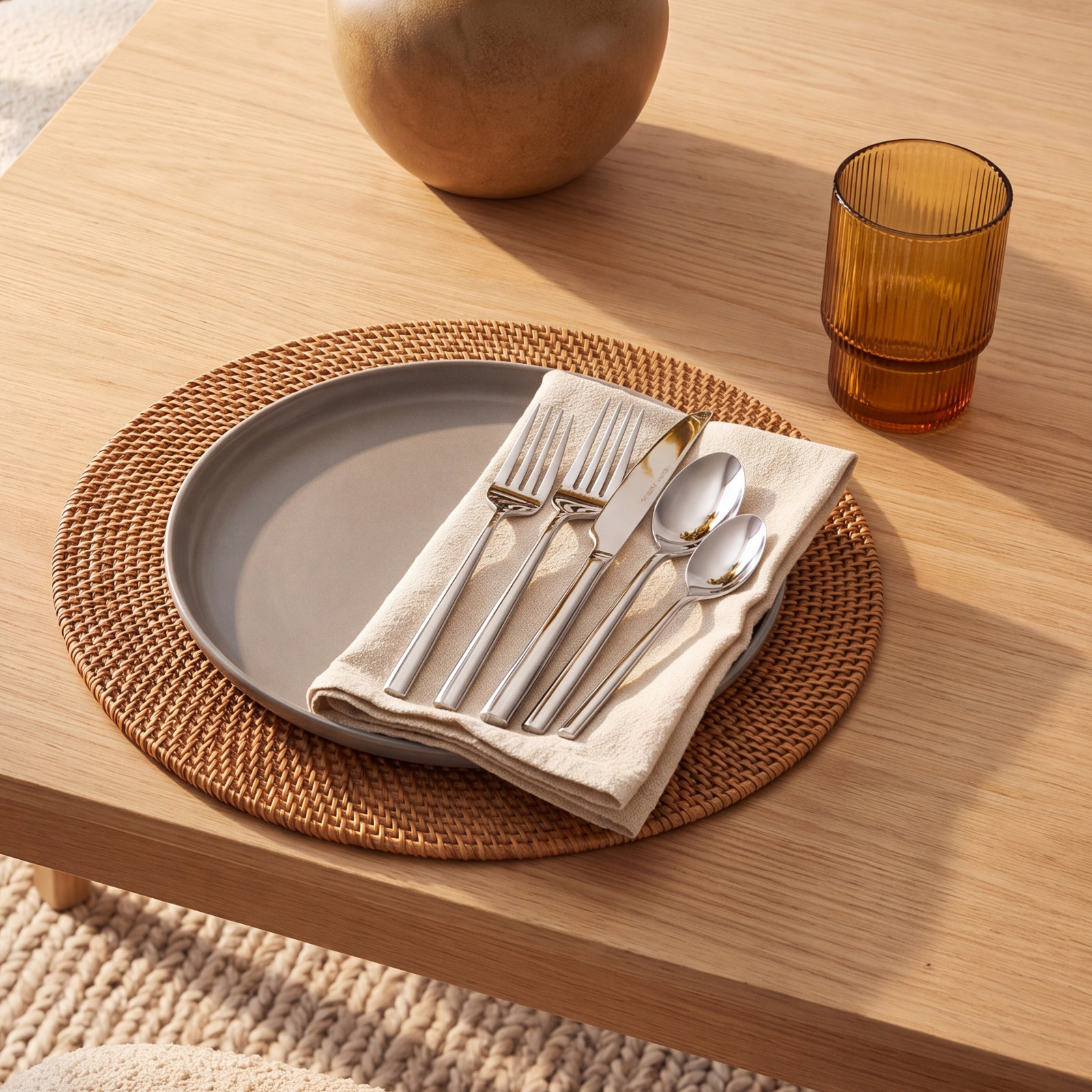 Fortessa Orson 18/10 Stainless Steel 20 Piece Flatware Set (Service for 4), Silver