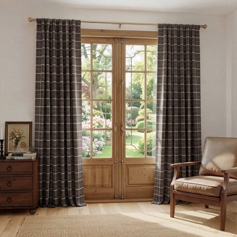  Farmhouse Buffalo Plaid Curtains, Plaid 100% Blackout Buffalo Check Pattern Bedroom Rod Pocket Back Tab Gingham Curtains, 2 Panels