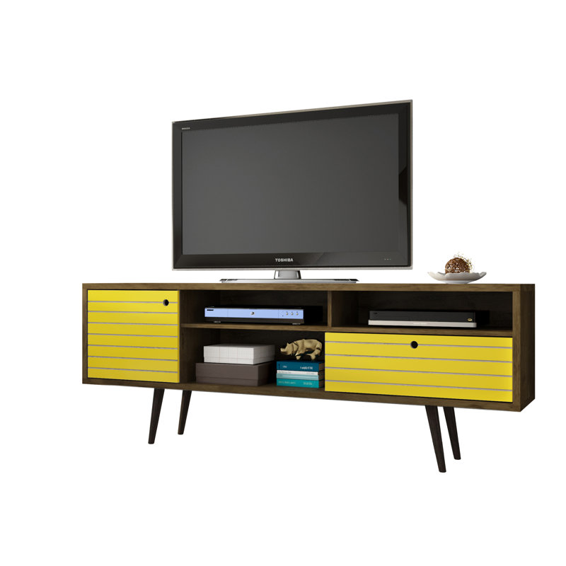 Darryl TV Stand, Rustic Brown/Yellow