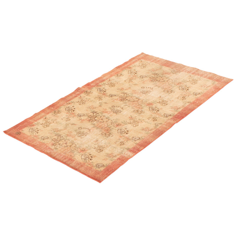 Tapis kaki clair rétro Treauna 3 pi 8 po x 6 pi 3 po