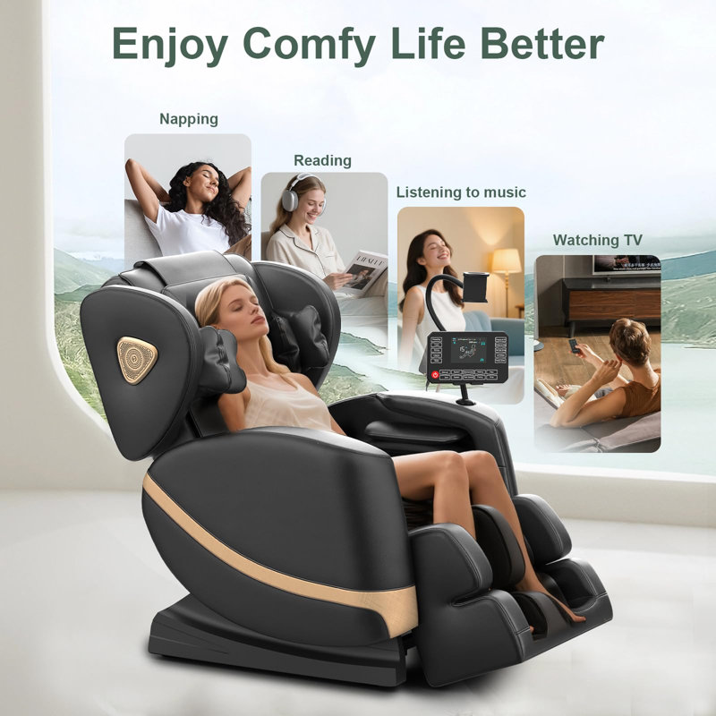 Fauteuil de massage complet zéro gravité avec pression d'air, masseur chauffant pour les pieds et les jambes, audio Bluetooth