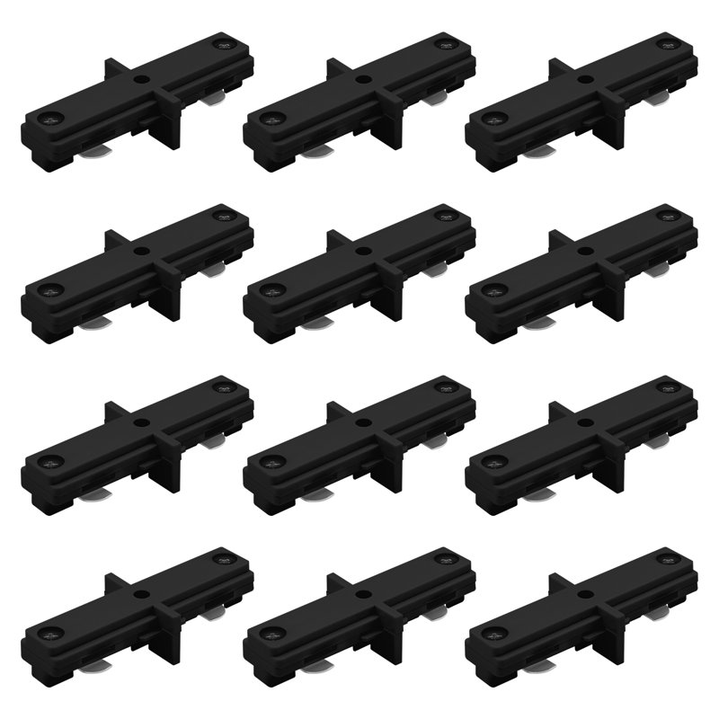 Connecteur Luxrite H-Track Dead-I, circuit unique 3 fils, éclairage sur rail droit, systèmes de rails de type H 120 V, composant de distribution électrique, noir, lot de 12