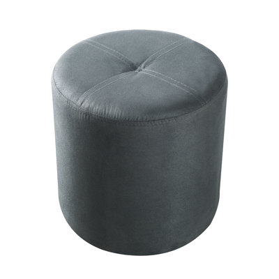 Albia Round Red Microfiber Upholstered Tufted Accent Stool with Solid Wood Frame – Modern Decorative Seating for Living Room, Bedroom, or Entryway – No Assembly Required