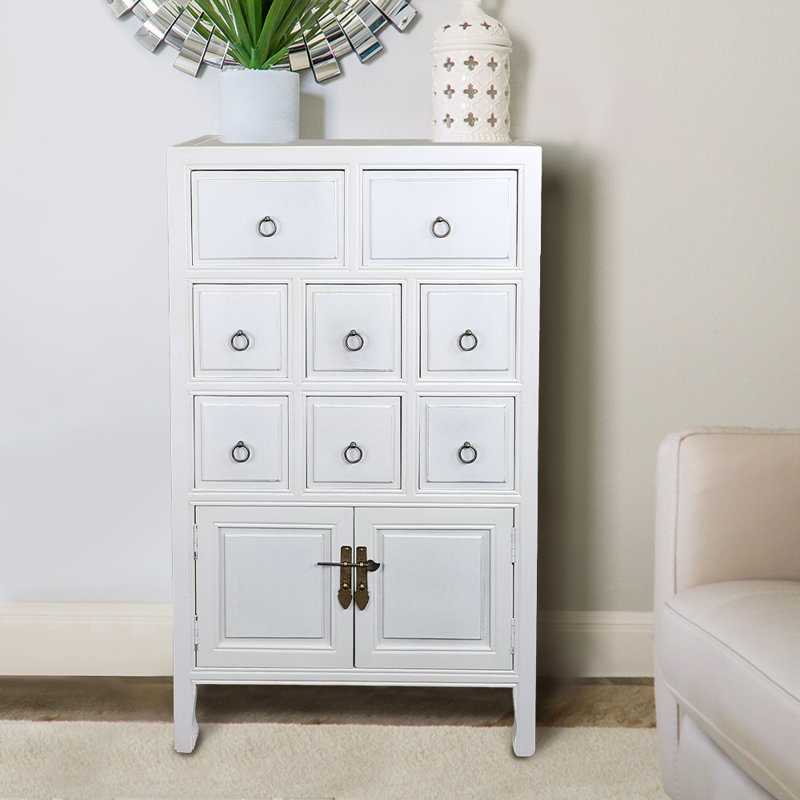 Commode d'appoint 8 tiroirs Rushmore, Blanc