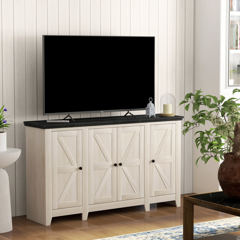 Buffet avec tablettes réglables, portes, grain de bois blanc