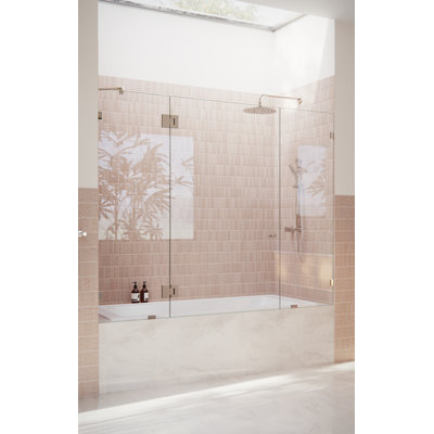 Stellar 69.75 in. W x 58.25 in. H Frameless 3 Panel Inline Bathtub Shower Door