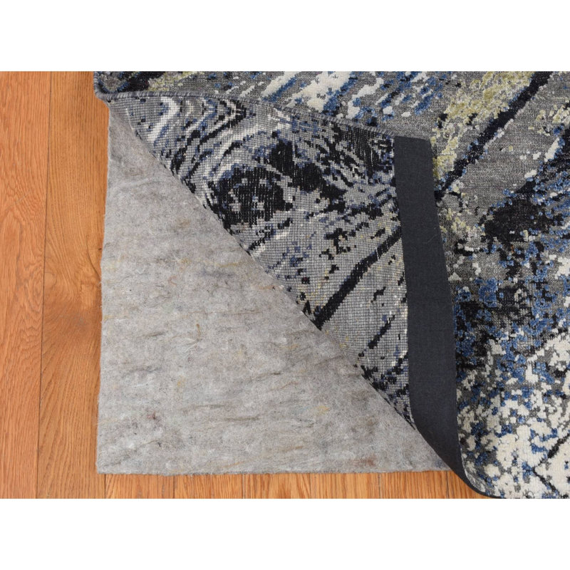 Tapis en soie noué à la main à motif de laine 9 pi x 12 pi 1 po A7A4BF7BC785433782C7548541298249